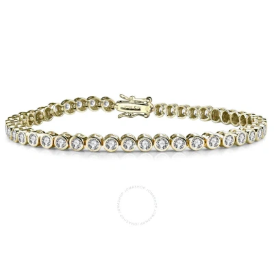 Stella Valentino Tennis Bracelet With Round Clear Cubic Zirconia In Bezel-setting In Gold-tone