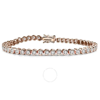Stella Valentino Tennis Bracelet With Round Clear Cubic Zirconia In Bezel-setting In Rose Gold-tone