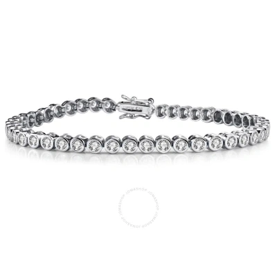 Stella Valentino Tennis Bracelet With Round Clear Cubic Zirconia In Bezel-setting In Silver-tone