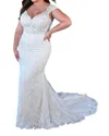 Stella York Graphic Lace Fit-and-flare Wedding Dress With Cap Sleeve In Ivory In Multi