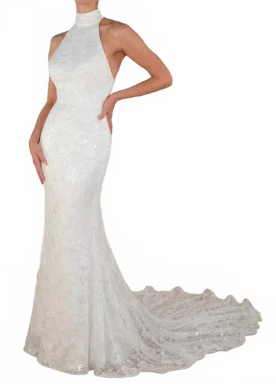 Stella York Halterneck Column Wedding Dress In Ivory In White