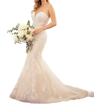 Stella York Simple And Glamorous Fit-and-flare Wedding Gown In Ivory/moscato In White