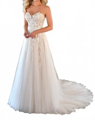 Stella York Strapless Ballerina Inspired Wedding Dress In Ivory/biscotti In White
