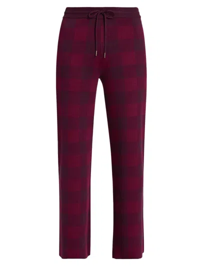 Stellae Dux Women's Birdseye Plaid High-rise Straight-leg Pants