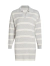 Stellae Dux Women's Birdseye Striped Polo Dress In Grey Linen