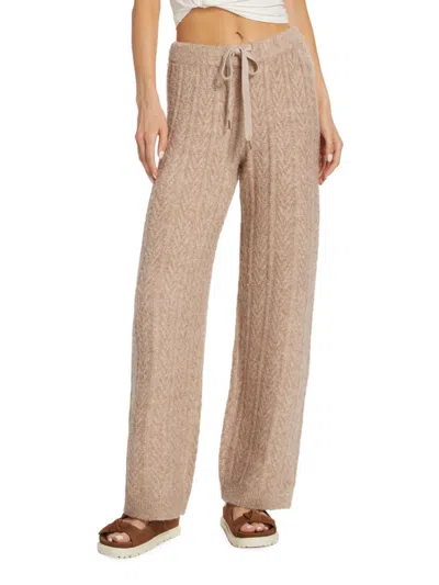 Stellae Dux Women's Cable-knit Drawstring Sweatpants In Neutral