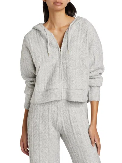 Stellae Dux Women's Cable-knit Zip Hoodie In Gray