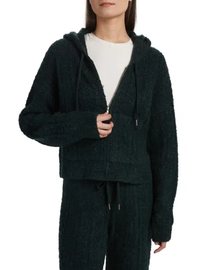 Stellae Dux Women's Cable-knit Zip Hoodie In Green