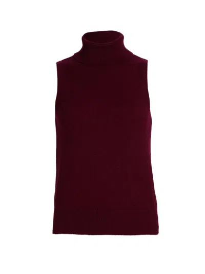Stellae Dux Women's Cashmere Sleeveless Turtleneck Top In Brown
