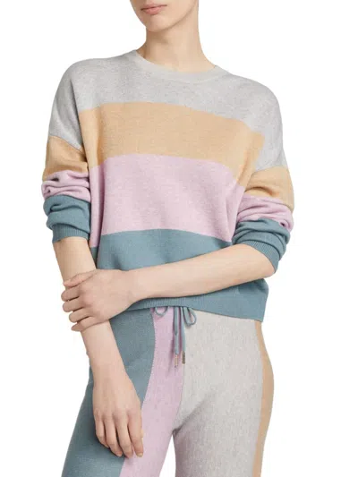Stellae Dux Women's Colorblock Crewneck Sweater In Gray
