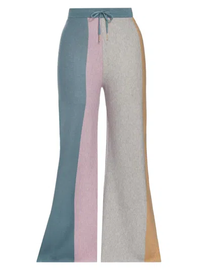 Stellae Dux Women's Colorblock Wide-leg Knit Pants