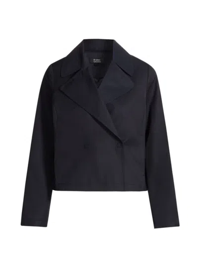 Stellae Dux Women's Cotton-blend Cropped Jacket In Navy