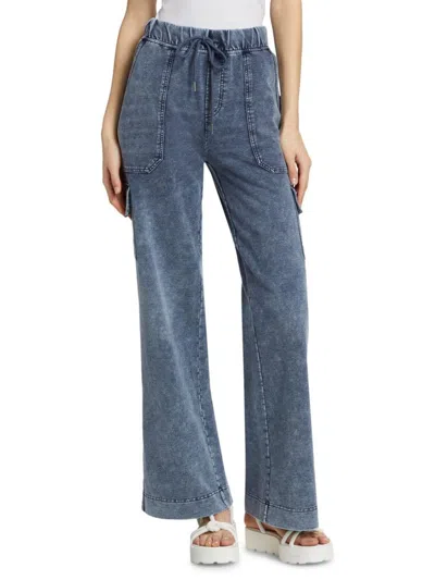 Stellae Dux Women's Cotton-blend Drawstring Cargo Pants In Blue