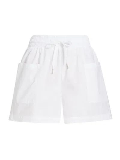 Stellae Dux Women's Cotton Drawstring Shorts In White