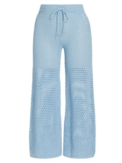 Stellae Dux Women's Crocheted Wide-leg Pants In Chicory