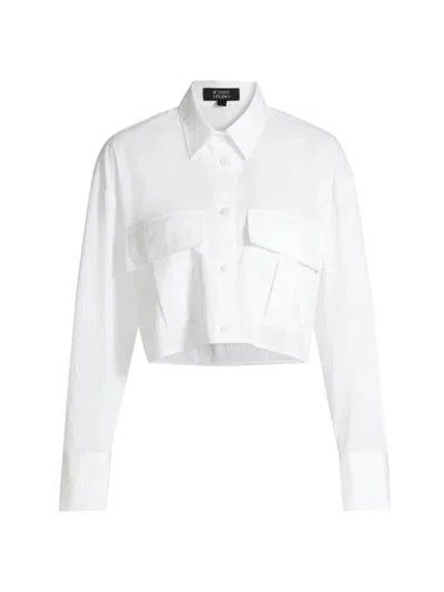 Stellae Dux Women's Crop Cotton-blend Shirt In White