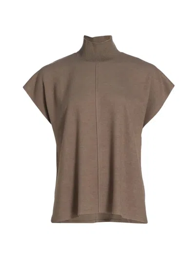 Stellae Dux Women's Exposed Seam Cap-sleeve Top In Brown