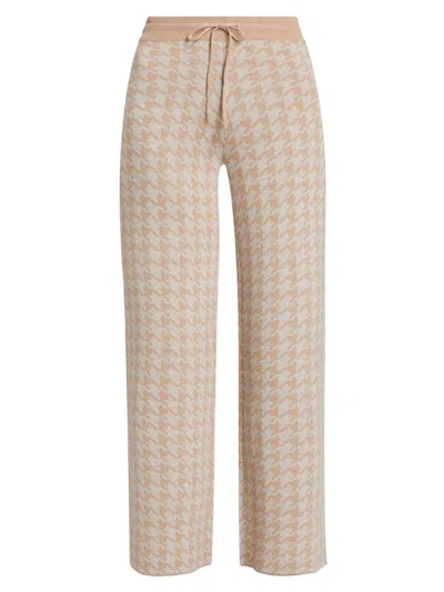Stellae Dux Women's Houndstooth High-rise Straight-leg Pants In Brown