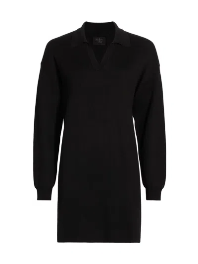 Stellae Dux Women's Knit Johnny-collar Minidress In Black