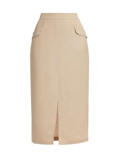 Stellae Dux Women's Linen-blend Midi-skirt In Sand
