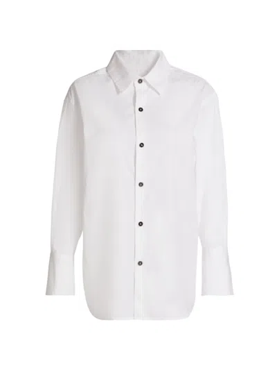 Stellae Dux Women's Longline Cotton-blend Shirt In White