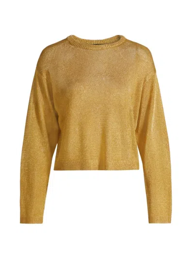 Stellae Dux Women's Metallic Crewneck Sweater In Gold