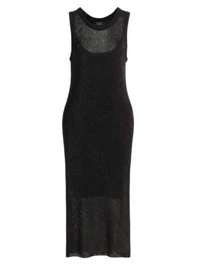 Stellae Dux Women's Metallic Knit Scoopneck Midi-dress In Black
