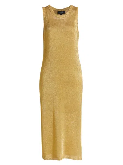 Stellae Dux Women's Metallic Knit Scoopneck Midi-dress In Gold
