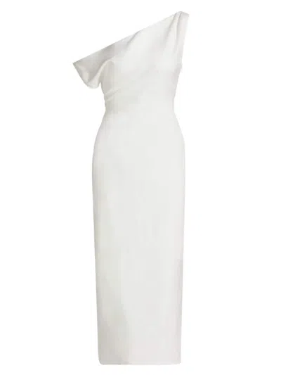Stellae Dux Women's Off-the-shoulder Linen-blend Midi-dress In White