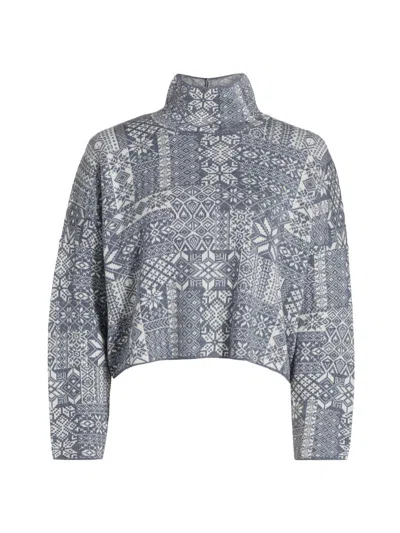 Stellae Dux Women's Patchwork Jacquard Knit Top In Multi