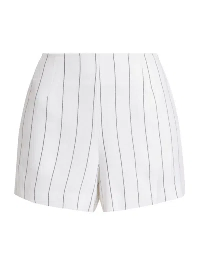 Stellae Dux Women's Pinstripe Cotton & Linen-blend Shorts In White Blue