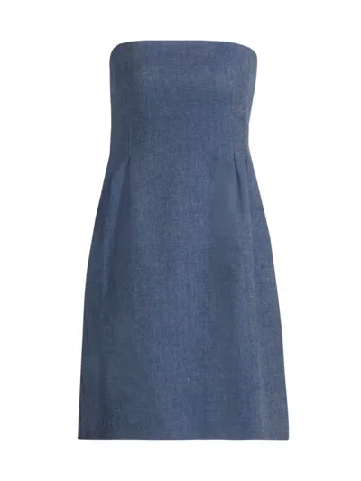 Stellae Dux Women's Strapless Linen-blend Minidress In Industrial Blue