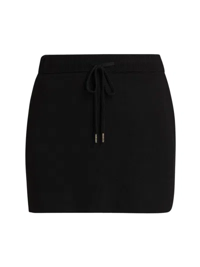 Stellae Dux Women's Stretch Knit Drawstring Miniskirt In Black
