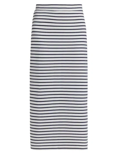 Stellae Dux Women's Striped High-rise Body-con Maxi Skirt