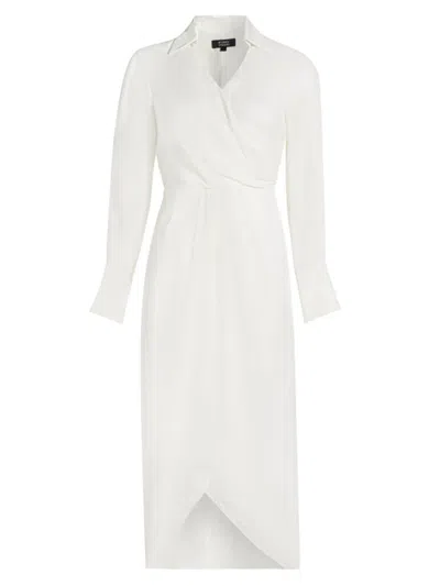 Stellae Dux Women's Surplice Long-sleeve Shirtdress In White
