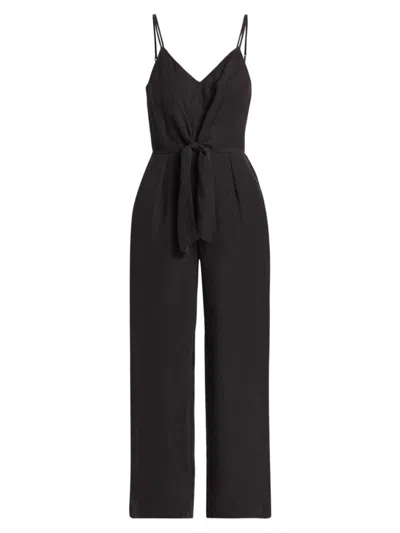 Stellae Dux Women's V-neck Tie-waist Jumpsuit In Black