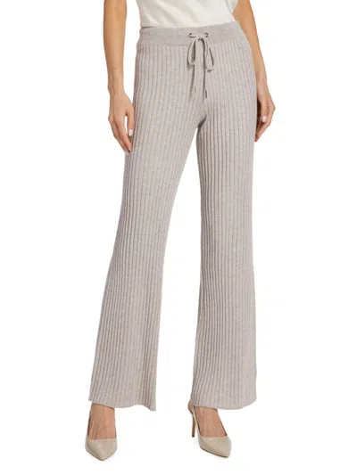 Stellae Dux Women's Wide Rib-knit Drawstring Pants In Gray