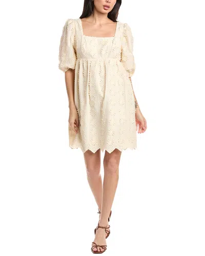 Stellah Aubrey Square Neck 3d Lace Dress In Neutral