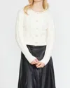 Stellah Cable Cardigan With Pearls In Cream In White