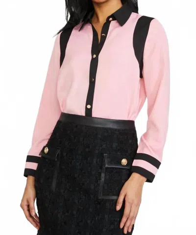 STELLAH COLOR BLOCK LONG SLEEVE SHIRT IN PINK