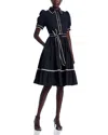 Stellah Cotton Rickrack Trim Shirt Dress In Black