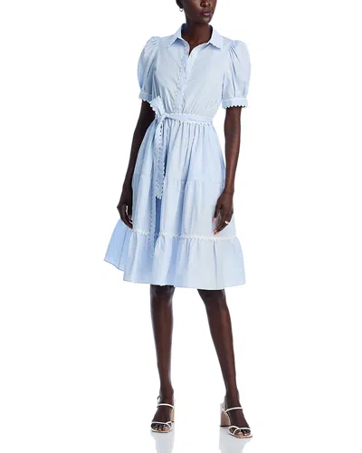 Stellah Cotton Rickrack Trim Shirt Dress In Sky