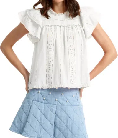 Stellah Cotton Voile Ruffle Top In White