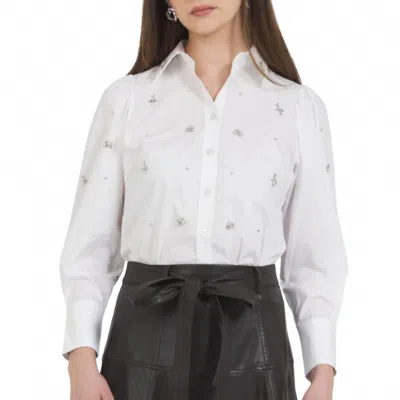 Stellah Embellished Button-up Shirt In White