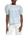 Stellah Lace Trim Eyelet Blouse