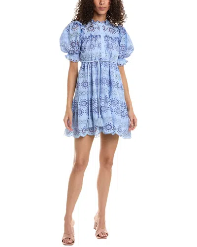 Stellah Eyelet Mini Dress In Blue