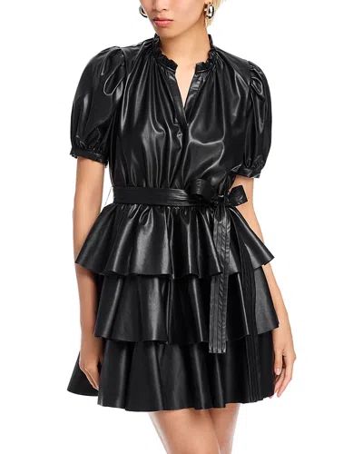 Stellah Faux Leather Ruffle Dress In Black