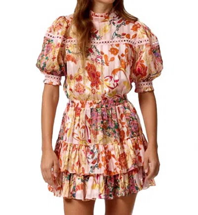 Stellah Floral Patchwork Print Mini Skirt In Pink Combo