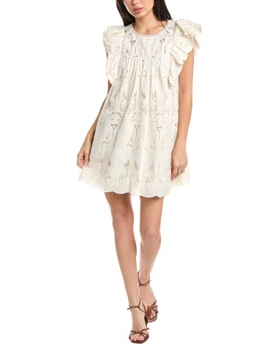 Stellah Iva Novelty Lace Mini Dress In Neutral
