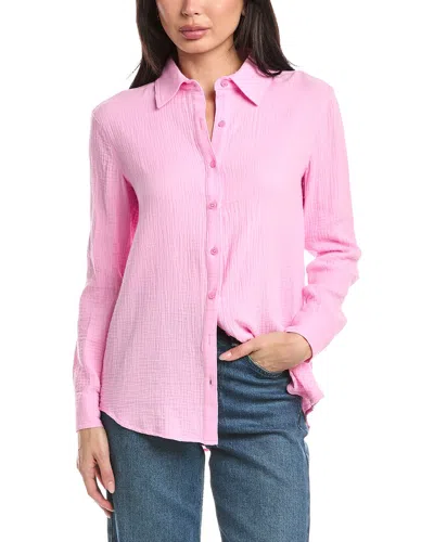 Stellah Kyra Double Gauze Button Down Shirt In Pink